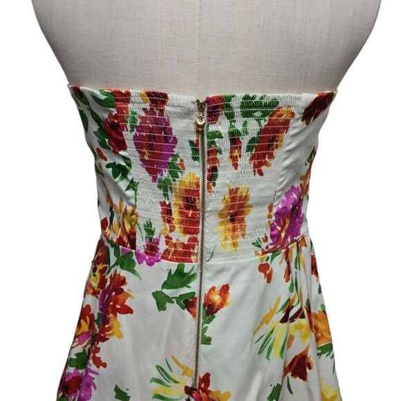Betsey Johnson Peplum Floral Strapless Mini Dress Womens Size 14 Sweetheart - Picture 10 of 11